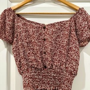 Red Floral Crop Top